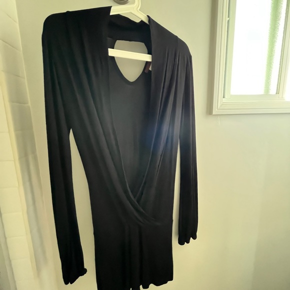 Planet Funk Deep V-Neck Black Dress - Picture 2 of 4